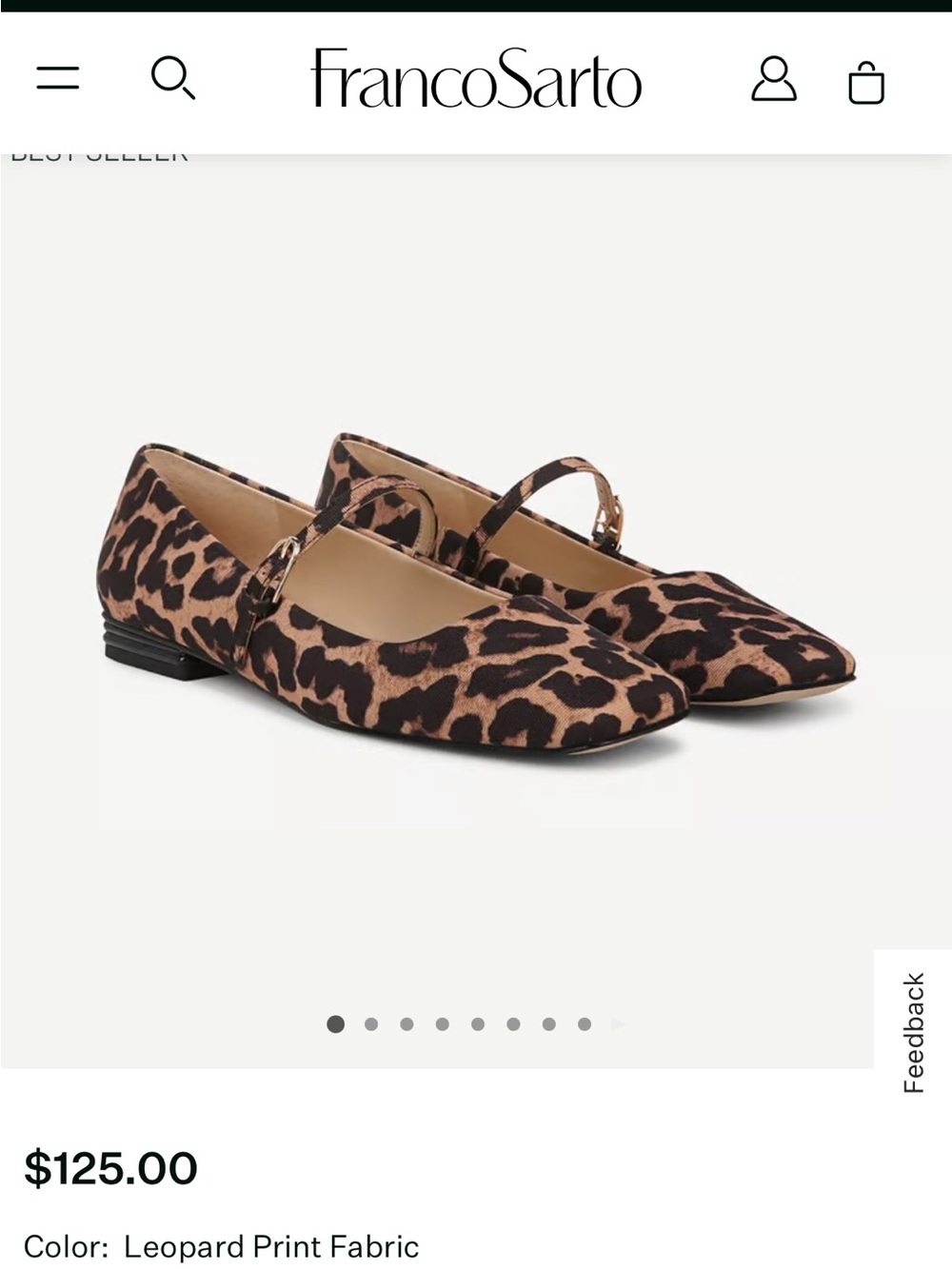 Franco Sarto Leopard-Print Mary Jane Flats in Brown and Black - Picture 3 of 5